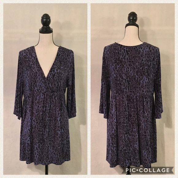 Soma Tops - Soma blue & black leopard surplice tunic dress